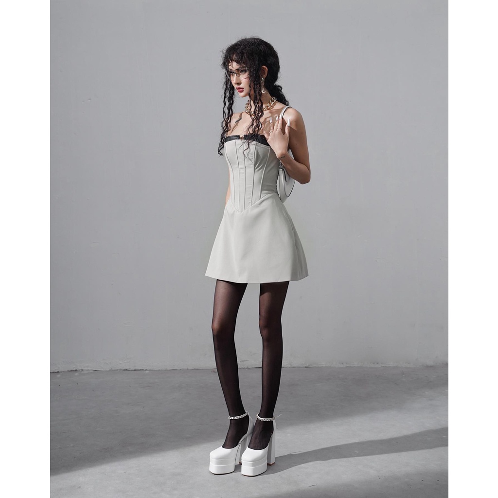 Đầm Kaki Phối Da CINBELLA+Áo Khoác Blazer Miami