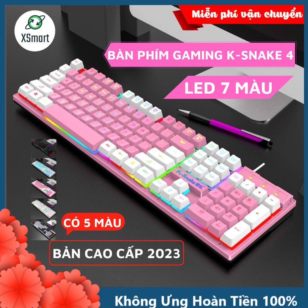 Bàn Phím Máy Tính Có LED Màu Siêu Xinh K-Snake4 Full Size Phím Gõ Êm, Siêu Bền