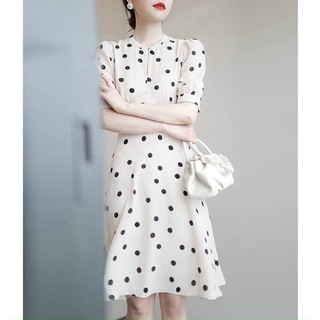 Váy đầm công sở chấm bi chất lụa pháp cao cấp loại 1 có size M,l,XL