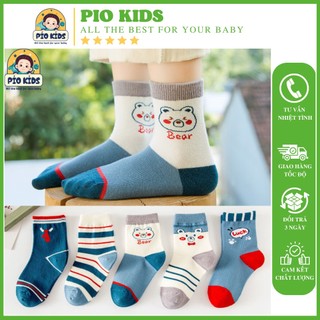 Tất cho bé, sét 5 đôi vớ cho bé trai bé gái dễ thương PiOKids từ 3 - 6 tuổi