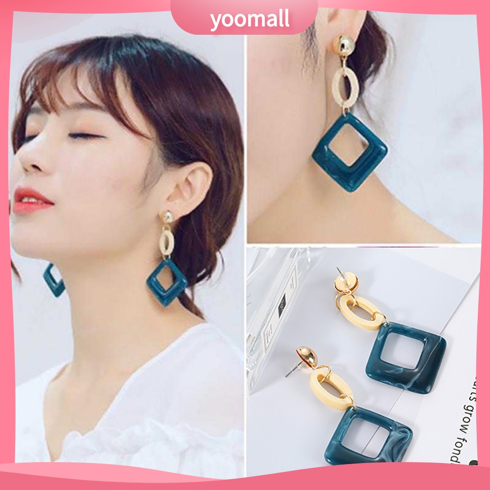 Bông Tai Hình Thoi Tròn Phong Cách Vintage Dành Cho Nữ