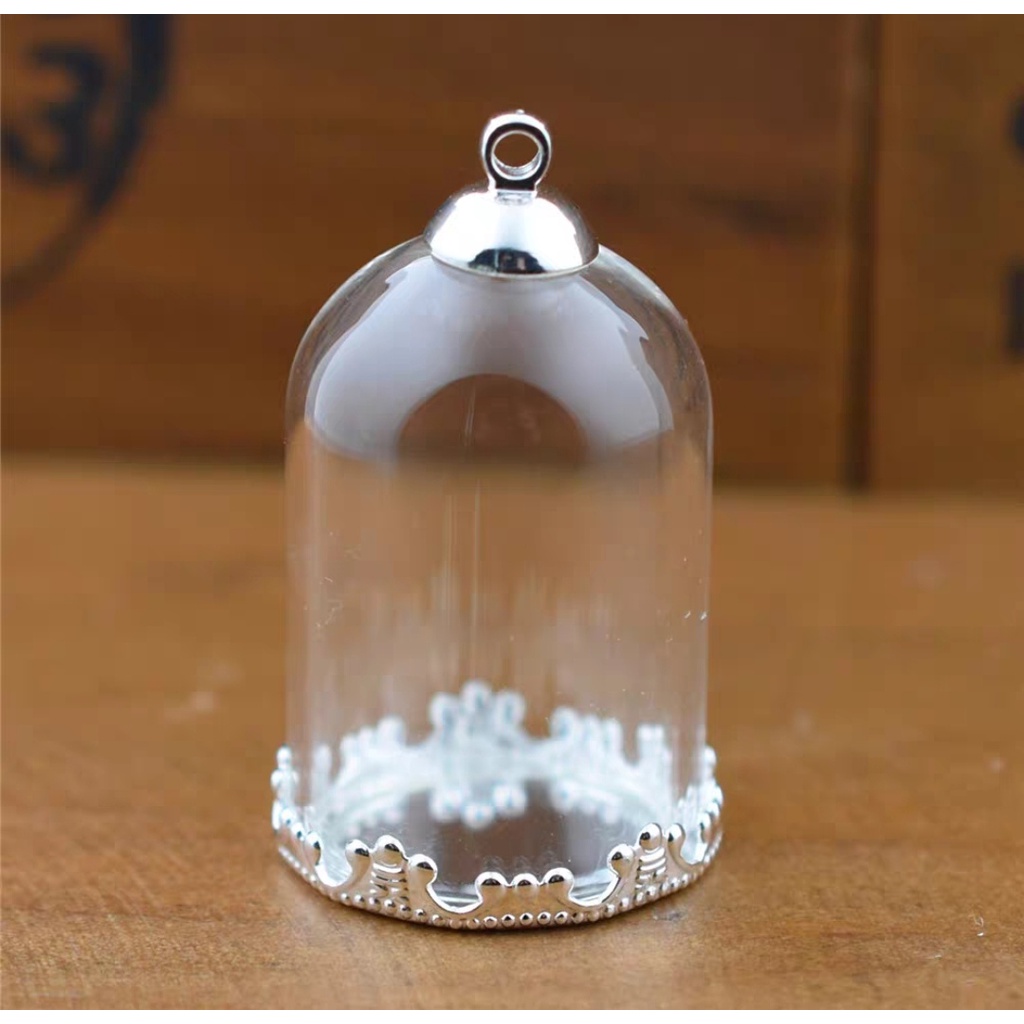 Vương Miện Mini Bằng Đồng Bóng Màu Bạc 25 * 38mm Có Nắp Treo Chống Bụi Trang Trí Phong Cảnh diy