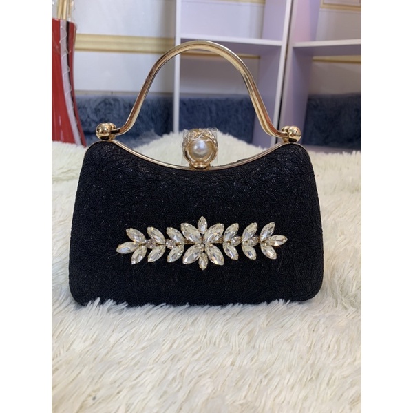 Túí- giỏ xách clutch đính đá dự tiệc vải ren hoa sang trọng, diện áo dài siêu xinh.