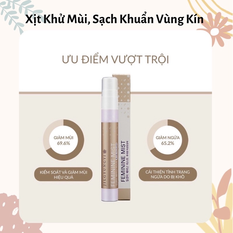 XỊT KHỬ MÙI, SẠCH KHUẨN VÙNG KÍN FEMININE MIST JILGYUNGYI 9ML HÀN QUỐC