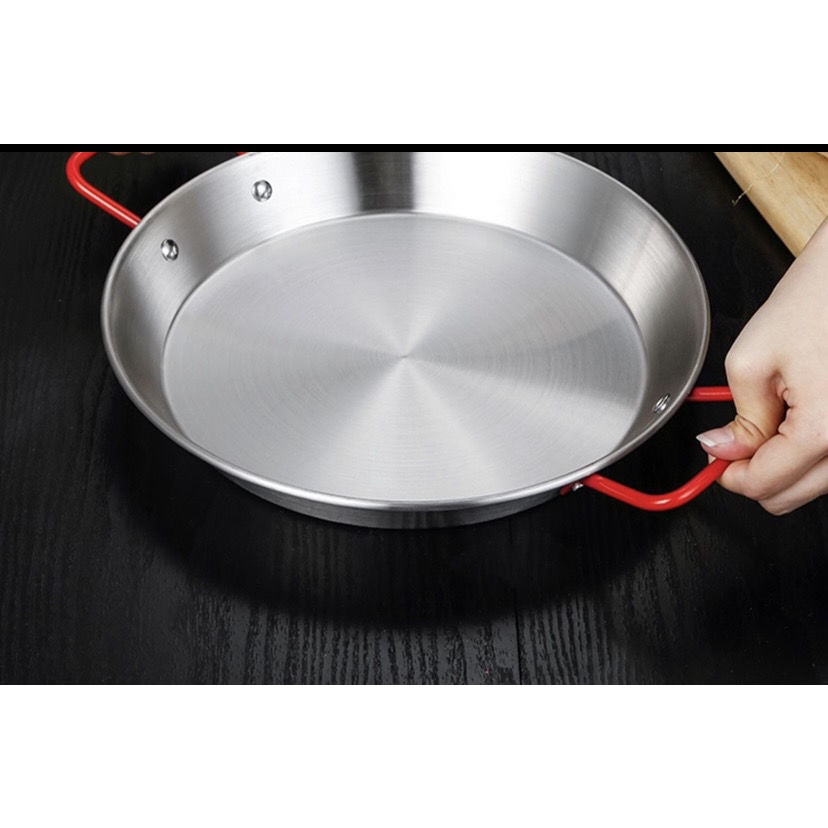 Thick 304 Stainless Steel Seafood Pot Double Handle Disk Bububei Pan Spain Seafood Paella Pot Small 