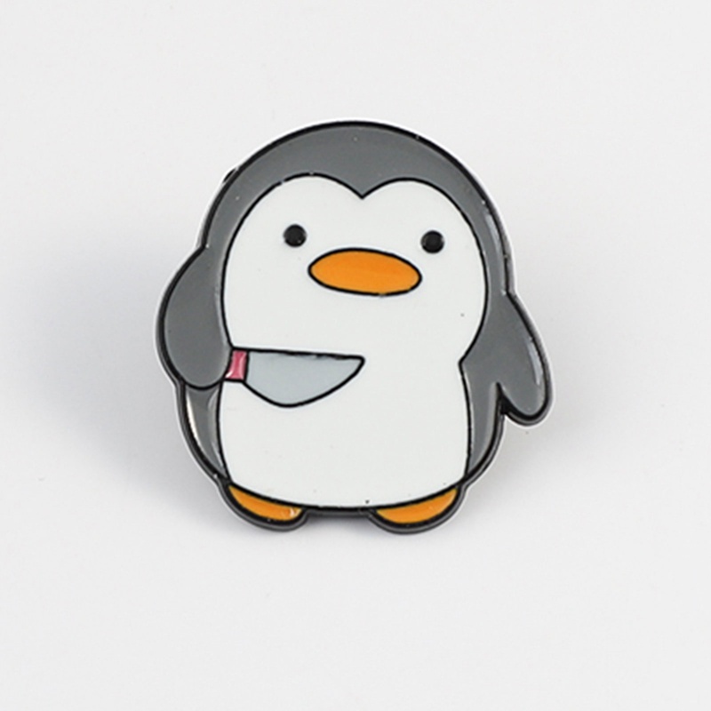 Huy Hiệu Cài Áo Hình Chim Cánh Cụt Hoạt Hình Vui Nhộn Bằng Kim Loại