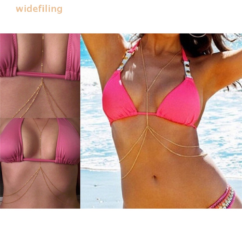 Bikini Mắt Xích Bản Rộng Màu Vàng Kim Quyến Rũ Thời Trang Cho Nữ