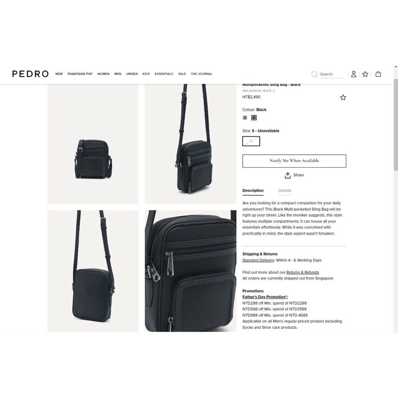 Túi đeo chéo nam Pedro Multipocketed