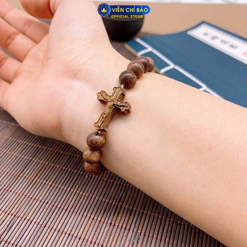 Vòng tay trầm hương Tốc 8ly mix - Phật tổ, Thánh Giá, Tỳ Hưu, Hoa Sen thời trang phụ kiện trang sức Viễn Chí Bảo V000813