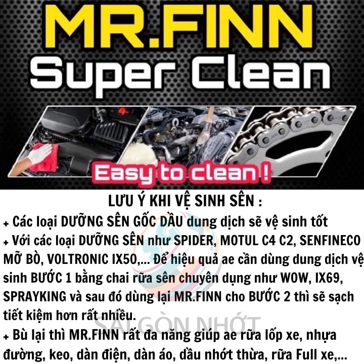 Combo Xịt dưỡng sên SPRAYKING + Rửa sên Mr.Finn Super Clean 500ml,1L