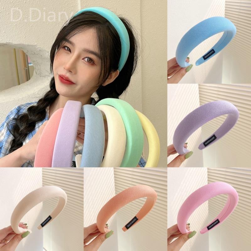 Băng Đô Cài Tóc Bằng Xốp Mềm Co Giãn Chống Trượt Màu Trơn Phong Cách Hàn Quốc Cho Nữ dreamdiary
