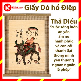 Tranh Đông Hồ, Bức Chăn Trâu Thả Diều (không khung tranh) trang trí nhà cửa hàng, quán cà phê cafe, phòng khách, trang t