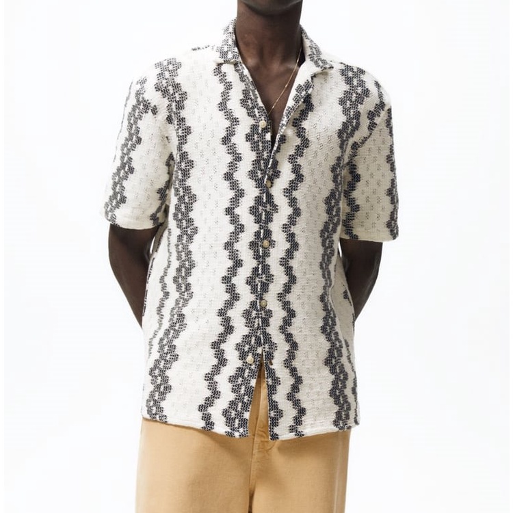 Áo sơ mi ngắn tay Zara authentic TEXTURED CROCHET size S