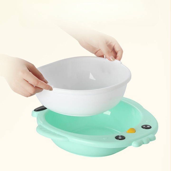Chậu Rửa Mặt Cho Bé Hình Chim Cánh Cụt, Thau Rửa Mặt Cao Cấp Siêu Tiện Lợi Babibu - CRMCCC