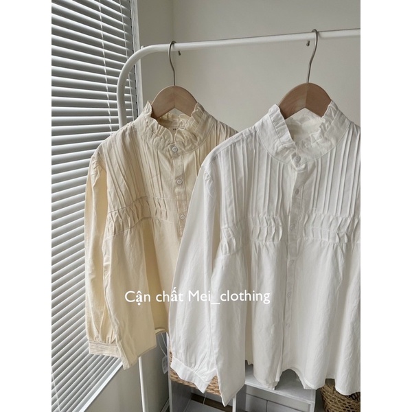 [Ảnh thật/video] Áo sơmi trắng nhiều li ngực tiểu thư/ sơ mi nữ bánh bèo
