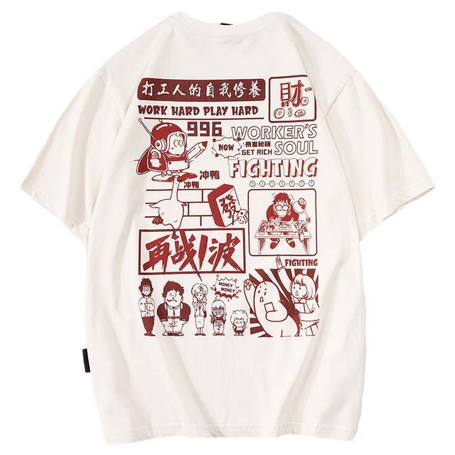 Áo Thun 100% Cotton Tay Ngắn Cổ Tròn In Họa Tiết Hoạt Hình Dành Cho Nam Và Nữ