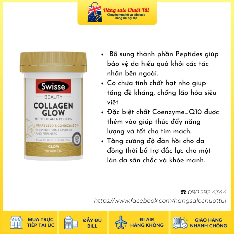 Collagen bột Swisse Beauty Collagen Glow