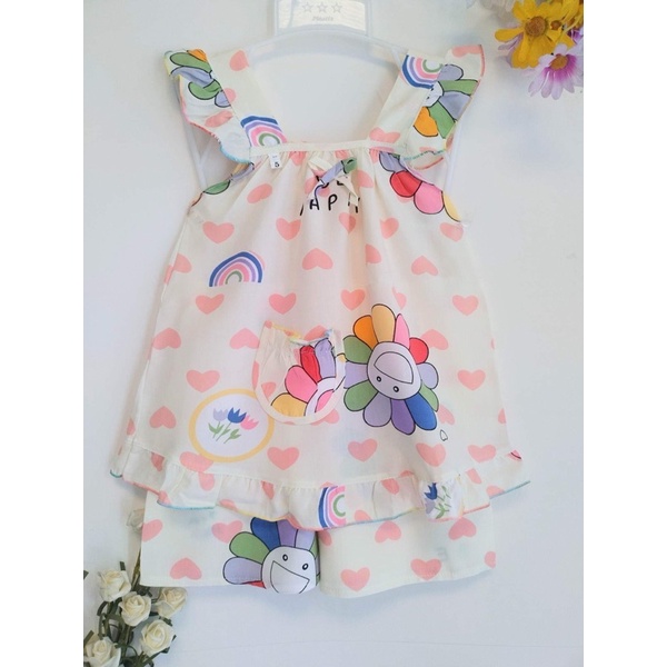 10-35kg Bộ lanh/ tole quần đùi Dây Bảng BÉ GÁI