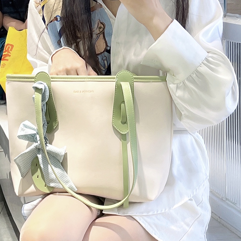 Túi tote nữ đeo vai kèm khăn nơ tiểu thư thời trang cao cấp