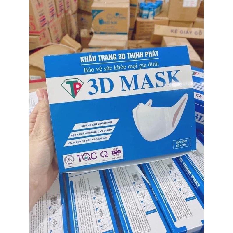 KHẨU TRANG- hộp 50 chiếc- 3D MASK Thịnh Phát, ôm sát, mềm mại không gây khó chịu, không dính son môi