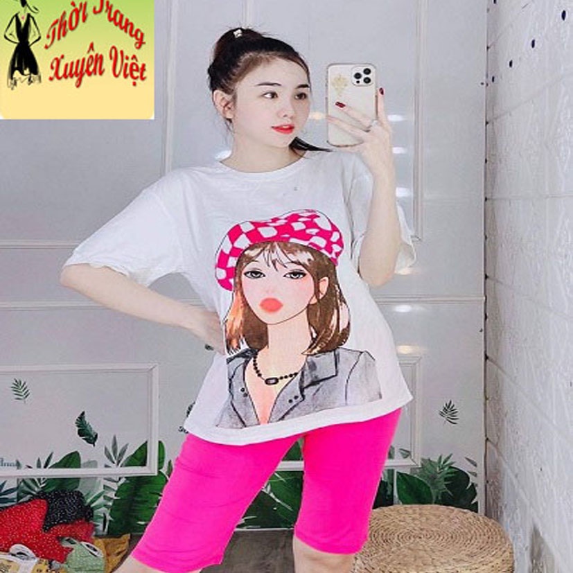 set bộ quần NGỐ áo tay cọc IN 3D được làm từ vải thun 4 chiều phù hợp mặc nhà mặc đi chơi freesize dưới 60kg