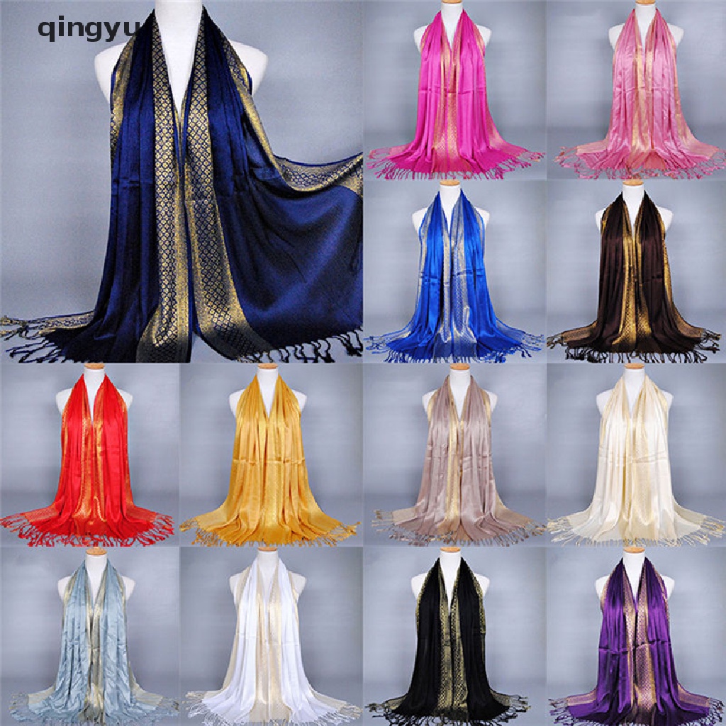 Khăn Choàng Pashmina Dài Bằng Cotton Phối Tua Rua Thời Trang Cho Nữ