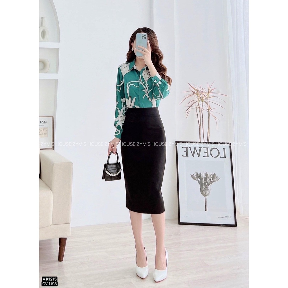 Chân váy công sở ôm body dáng dài qua gối có túi chìm BC68