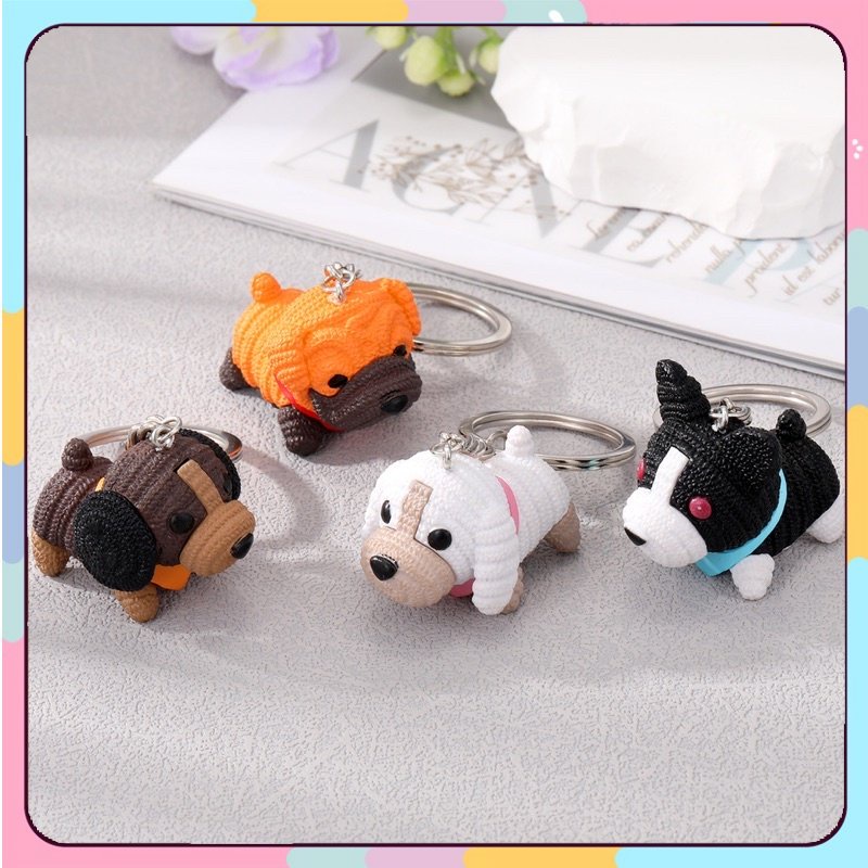 Móc khóa Cún con cao cấp dễ thương cute móc treo chìa khoá xe máy móc khoá đẹp làm quà tặng