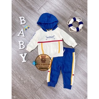 Bộ nỉ mũ xanh viền chữ Primark sz 3-24M