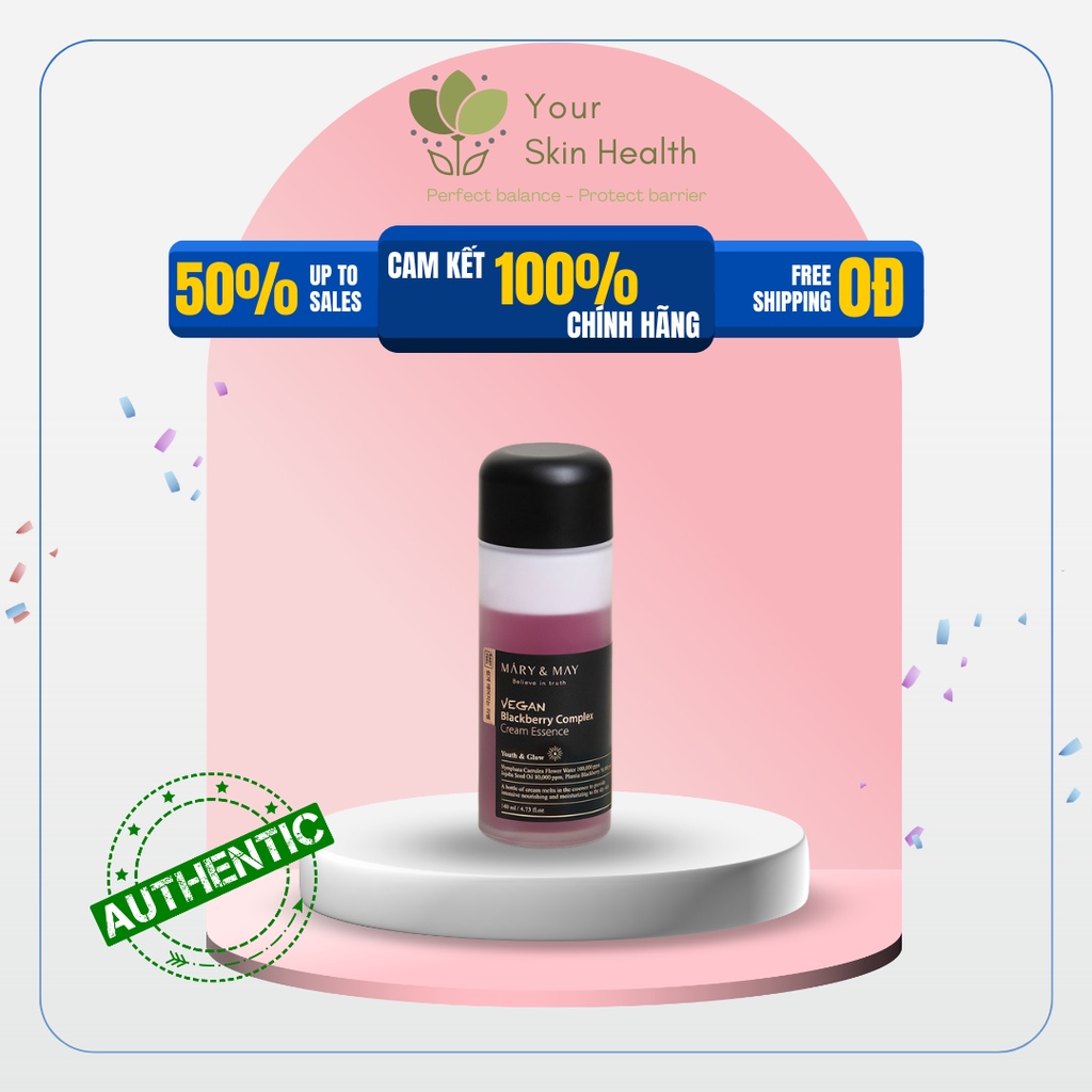 Dưỡng chất thuần chay tăng cường độ ẩm, chống lão hoá Mary&May Vegan Blackberry Complex Cream Essence 140ml