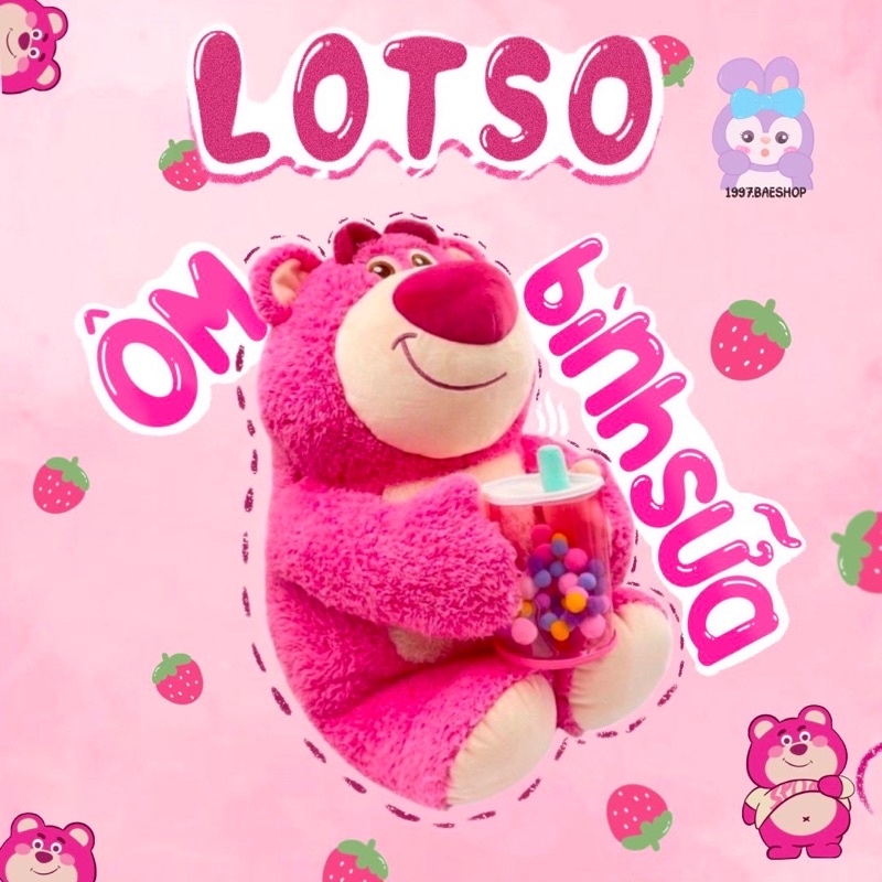 Gấu bông Lotso ôm bình sữa chính hãng Miniso
