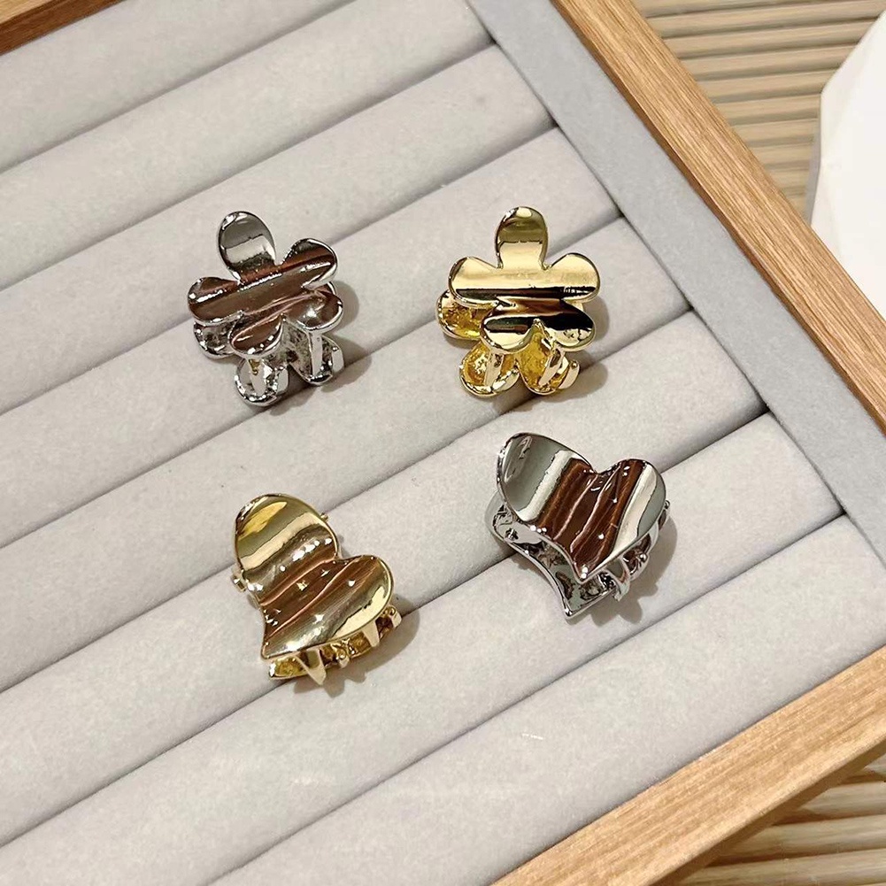 Bộ 2 Kẹp Tóc Kim Loại Hình Trái Tim / Bông Hoa Màu Sắc Cho Nữ