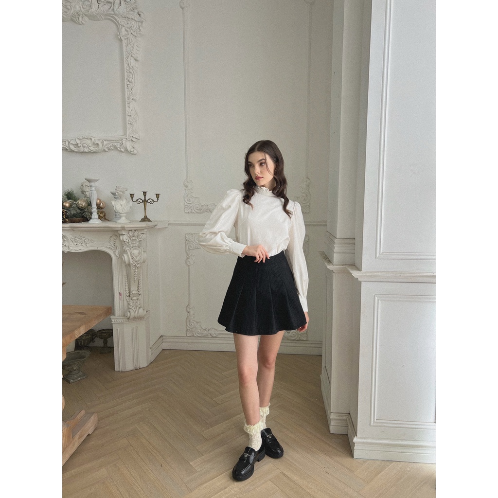 TIFFANY STUDIOS - Sơ Mi Cổ Tròn Tay Phồng Phong Cách Pháp