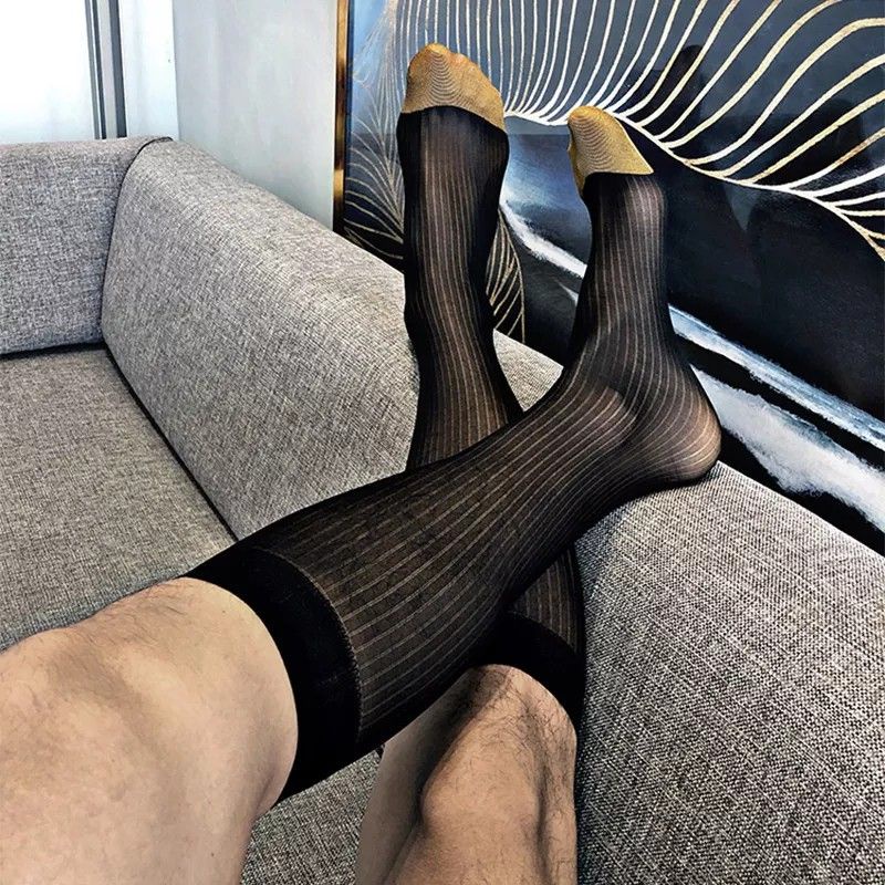 SS003_ZINNEG_ Sheer Socks Đen Mũi Vàng