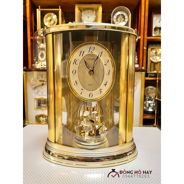 Đồng hồ để bàn CITIZEN 🇯🇵 -Bộ quay pha lê Swarovski ,KT:29x23cm