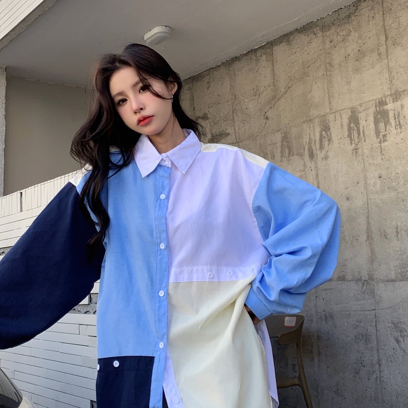Áo sơ mi SUXI cổ bẻ dáng rộng thời trang mùa xuân cho nữ