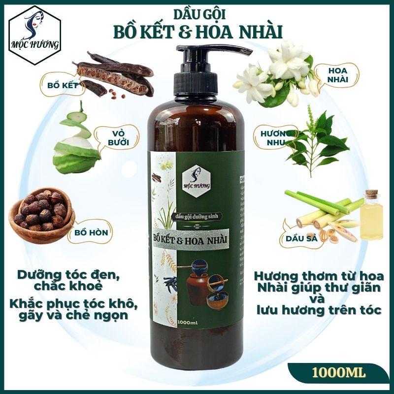 Dầu gội BỒ KẾT HOA NHÀI Mộc Hương-Giảm khô gãy, chẻ ngọn, lưu hương nhẹ nhàng