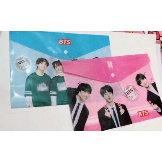 Túi clear, Cặp bấm cúc đựng tài liệu, sách vở hình BTS Kpop / Idol Bangtan Boys