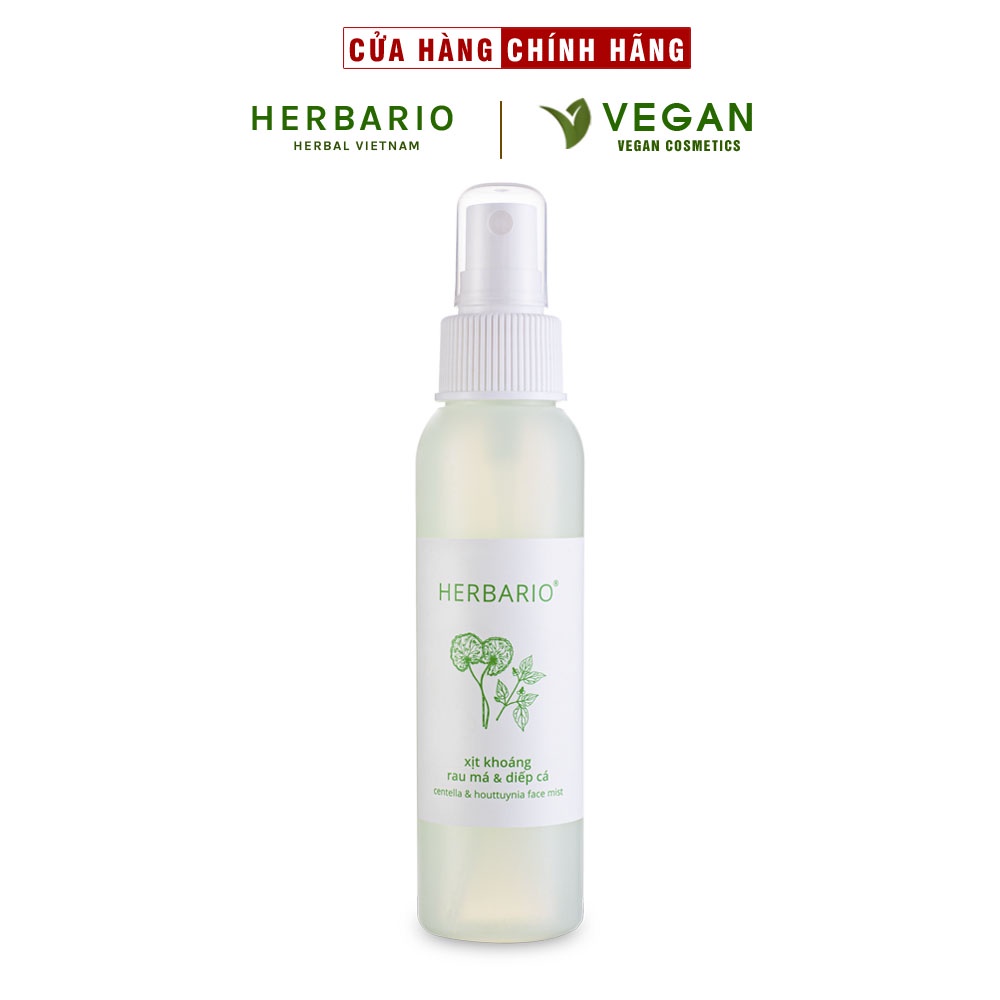 Combo Xịt khoáng Rau Má & Diếp Cá herbario 100ml + Mặt nạ Rau má & Diếp cá herbario 30ml sạch mụn thuần chay