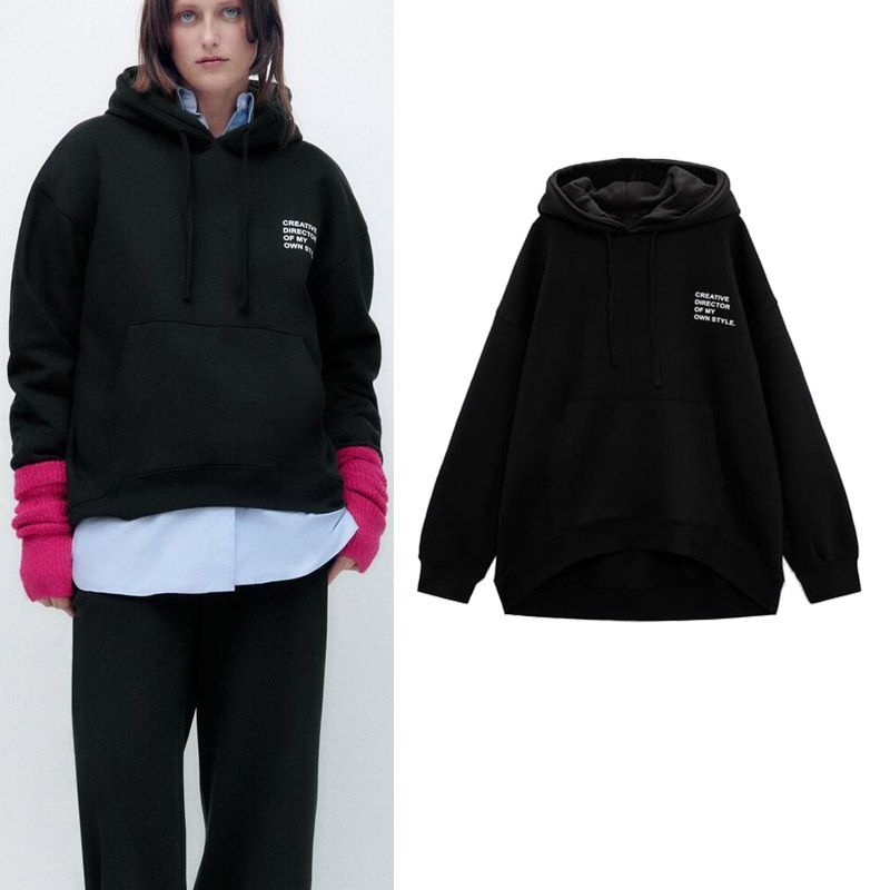 Áo Hoodie ZARA Có Túi In Họa Tiết kangaroo Thời Trang Mùa Thu 3199806