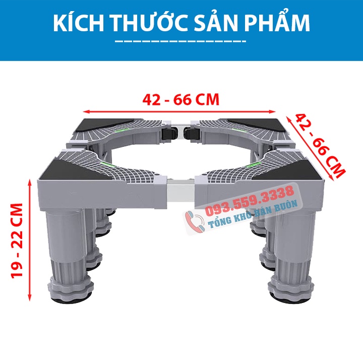 [ Hàng Cao Cấp ] Chân đế Máy Giặt - Tủ lạnh ErgoTek MG8T22CM / Chân Kệ Kê Máy 8 trụ đứng Cao 22 Cm Giặt Phòng Ngập Lụt