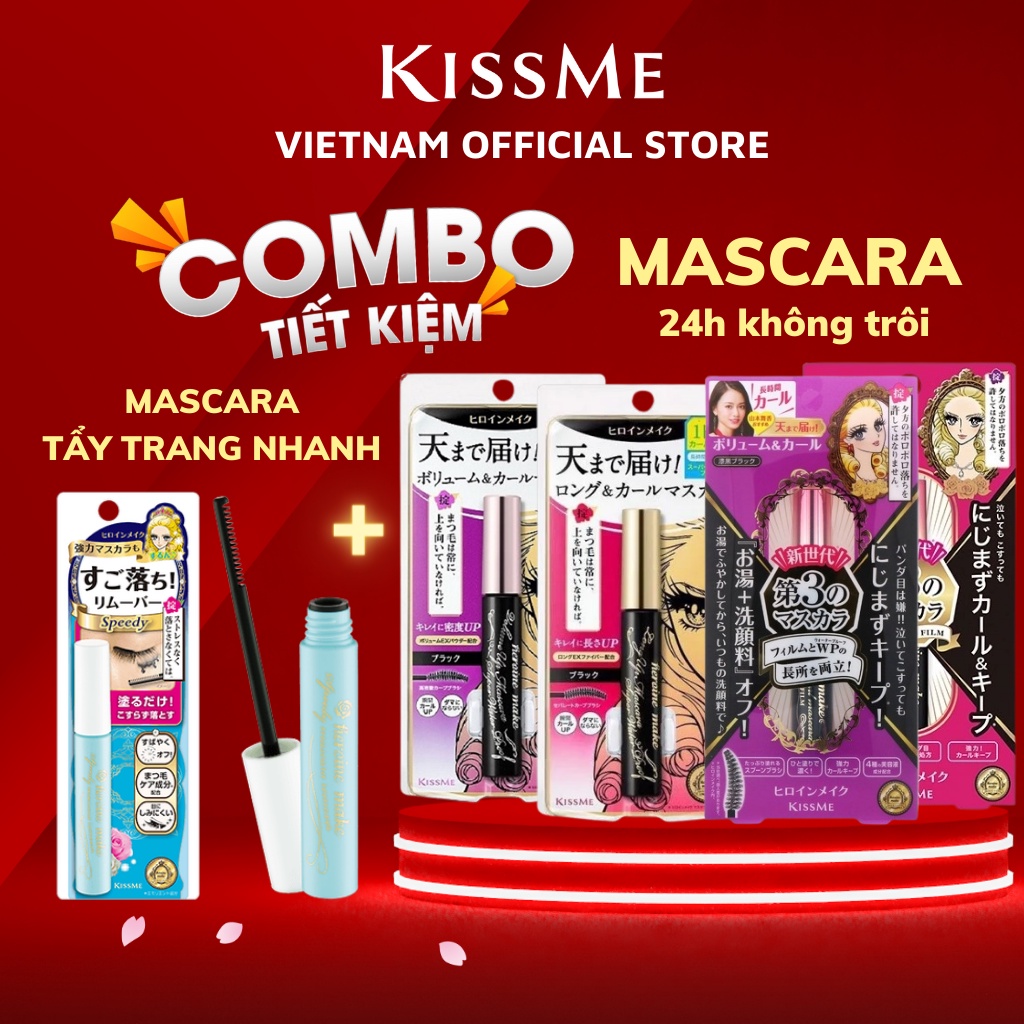 Set Chuốt Mi Mascara và Tẩy Trang Mascara Kissme Heroine Nhật Bản