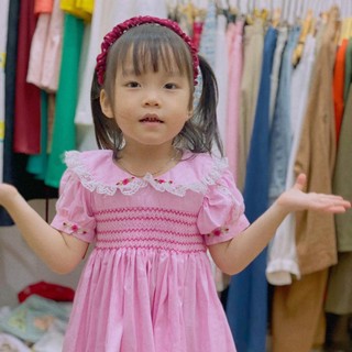 ĐẦM SMOCK CỔ SEN HỒNG TÍM