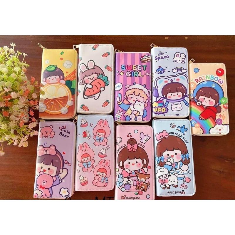 Ví dài kéo khoá hoạ tiết dễ thương bền đẹp