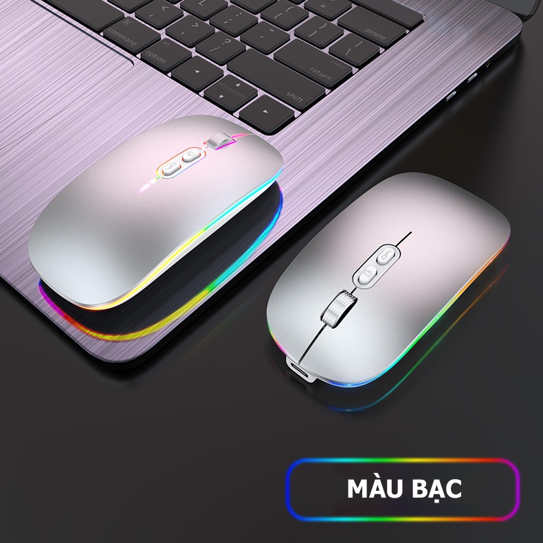 Chuột Không Dây Bluetooth FMOUSE M103 pin sạc không ồn LED RGB cho máy tính - Hàng Chính Hãng