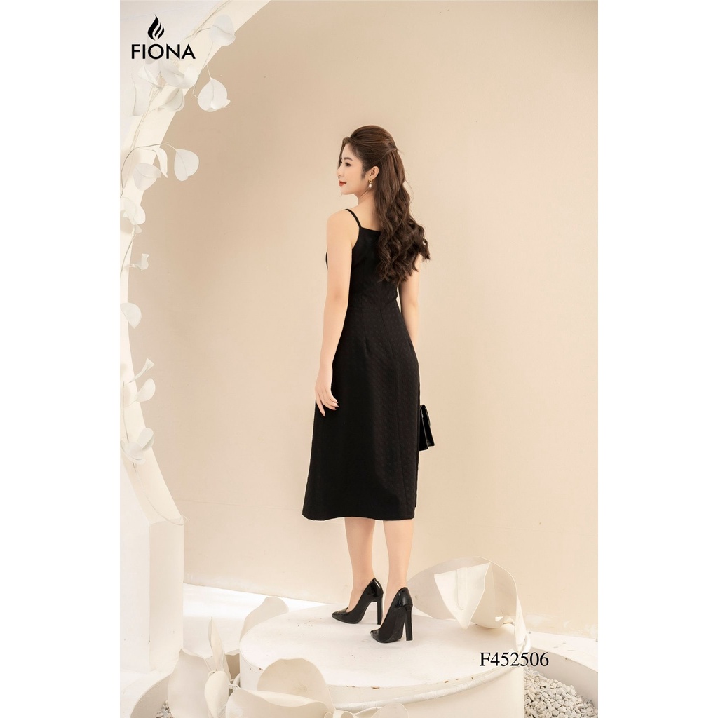 Đầm hai dây nữ Fiona dáng A họa tiết ô vuông nổi chất liệu xốp Hàn mềm rủ F452506