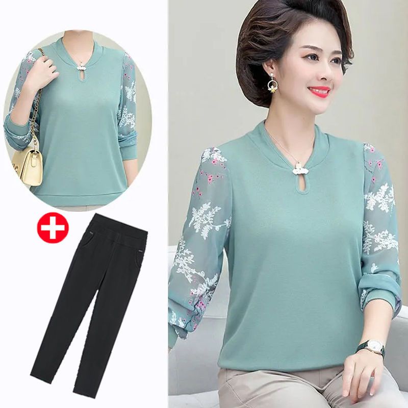 Áo Thun Tay Dài Phong Cách Mới Năm 2022 Cho Phụ Nữ Trung Niên