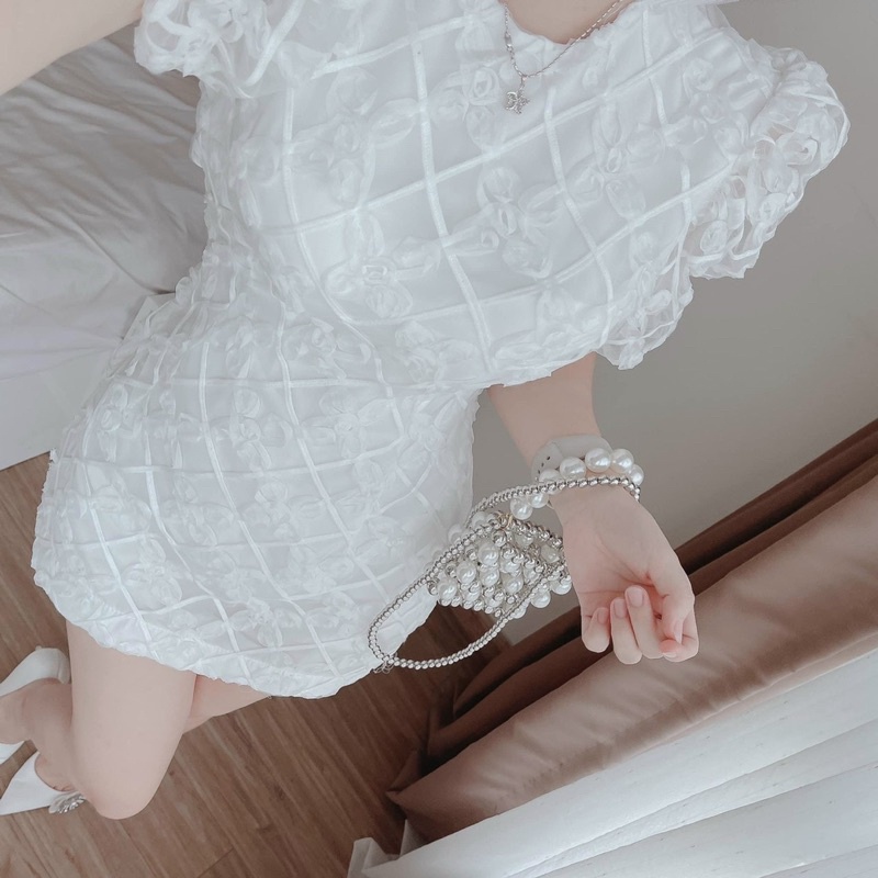 Đầm thời trang nữ mặc đi chơi chất xô bông 2 lớp y mẫu cao cấp  cổ tròn tay ngắn cột dây khoét eo
