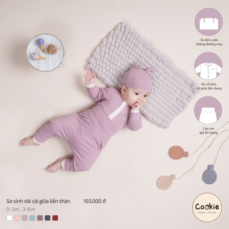 Cookie - Bộ dài cài thẳng quần cạp bo CK230127