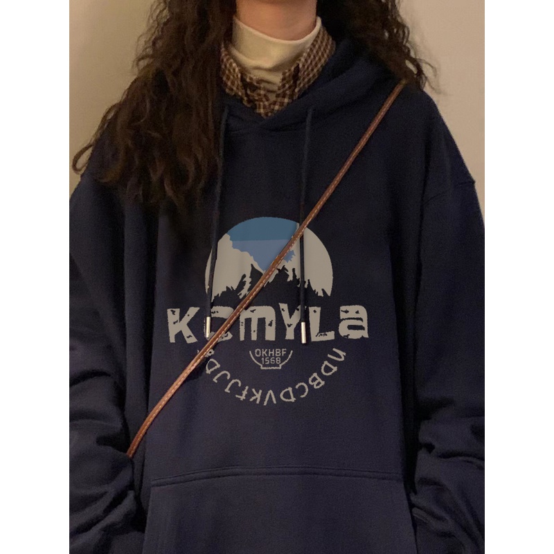 ZHELIHANGFEI Áo Hoodie Dáng Rộng In Họa Tiết Cá Tính Theo Phong Cách Thu Đông Nhật Bản